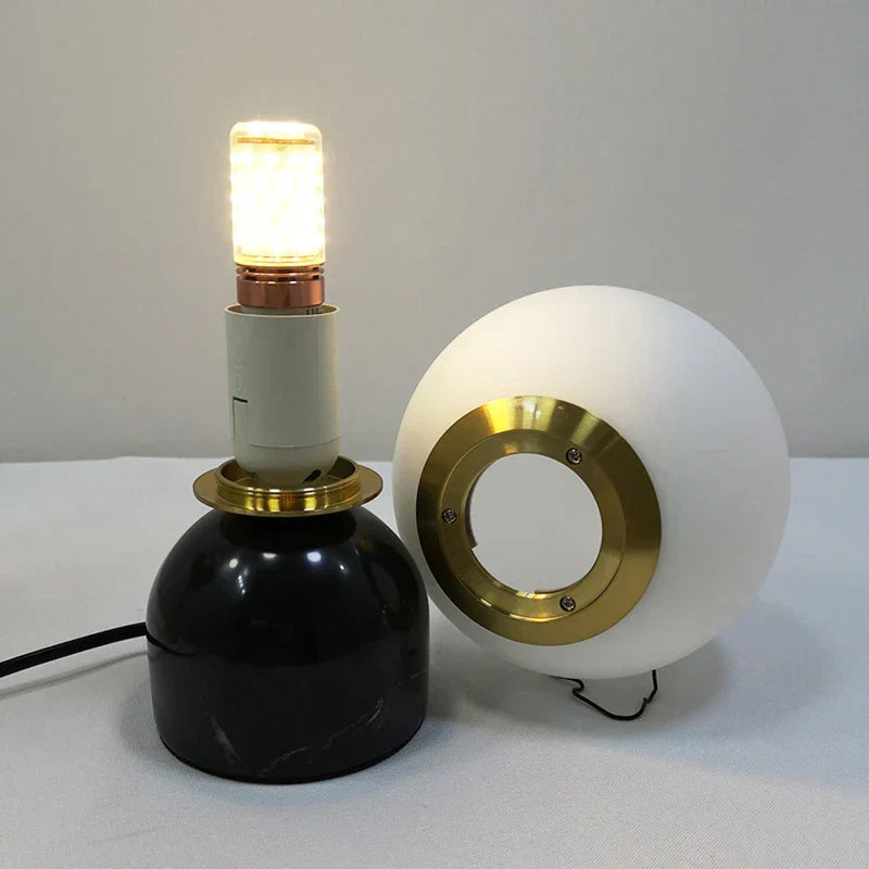 Modern Marble Table Lamp with Round Glass Shade