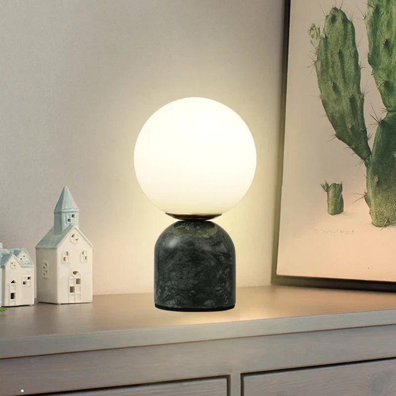 Modern Marble Table Lamp with Round Glass Shade