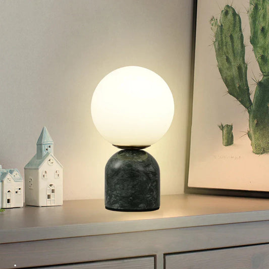 Modern Marble Table Lamp with Round Glass Shade