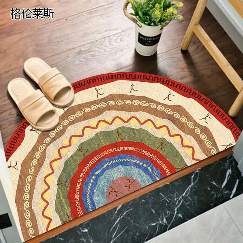 Bohemian Non-Slip Semicircular Polyester Doormat