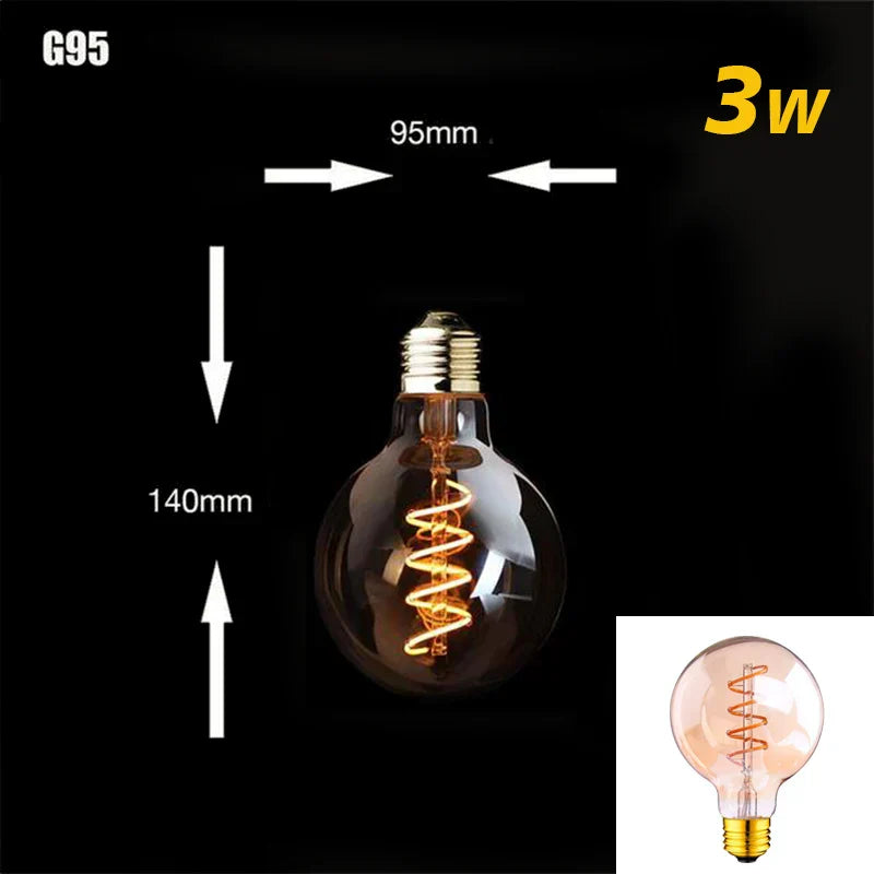 Dimmable Vintage LED Edison Bulb with Gold Spiral Filament E27 Base 2200K