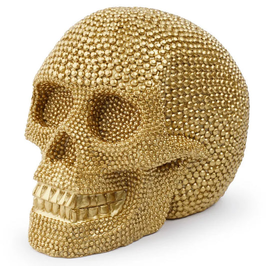 Large Silver and Gold Skull Resin Sculpture Decorative Organizer