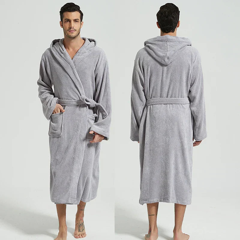 Hooded Cotton Bathrobe for Spa and Home Relaxation
