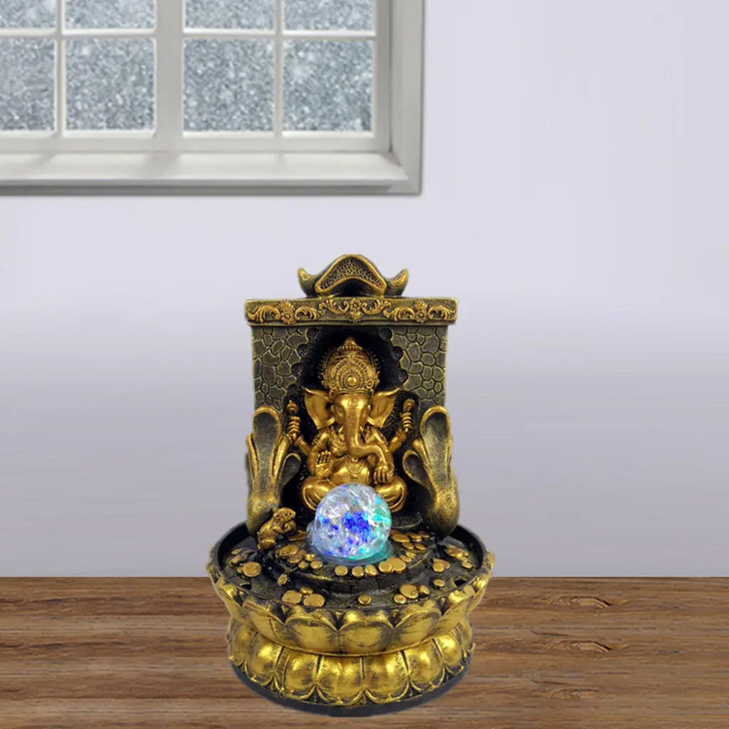 Ganesha Statue with LED Waterfall Fountain for Indoor Decor