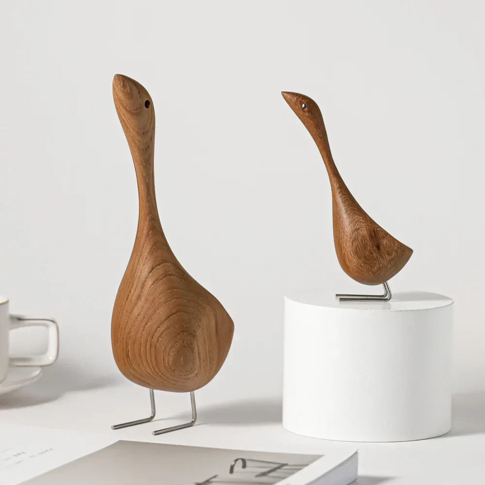 Scandinavian Teak Wood Goose Figurines