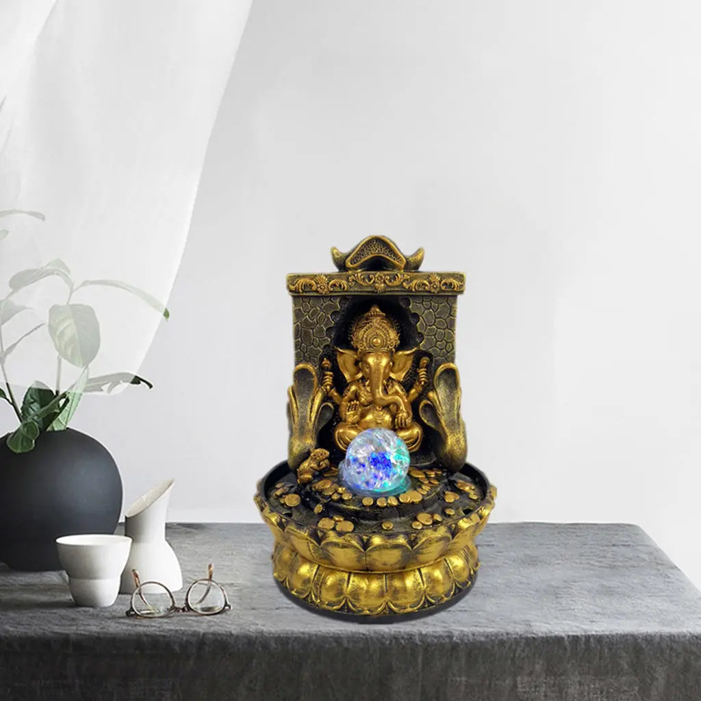 Ganesha Statue with LED Waterfall Fountain for Indoor Decor