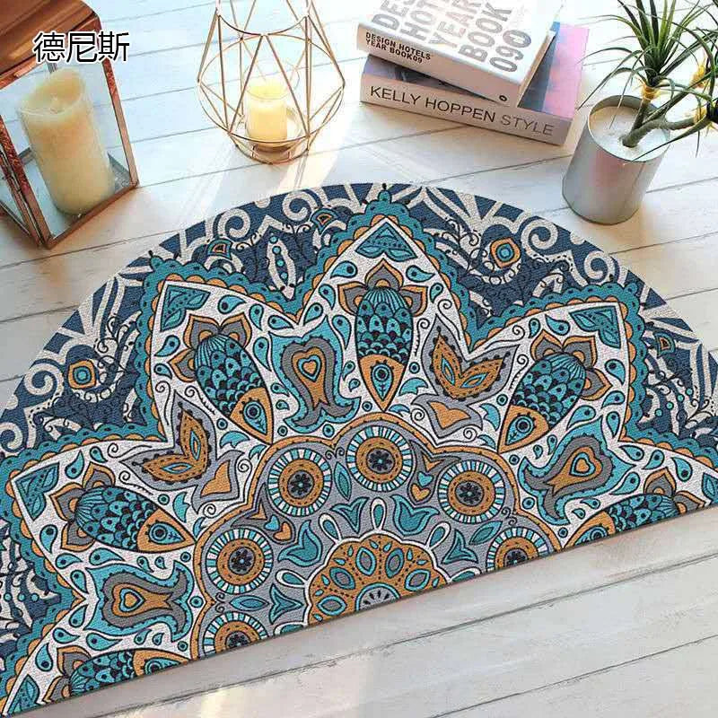 Bohemian Non-Slip Semicircular Polyester Doormat