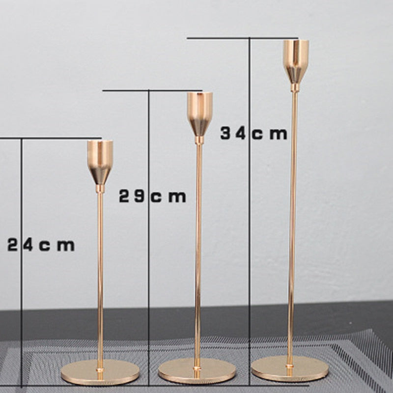Metal Candle Holders Set of 3 - Modern Design with Non-Slip Base