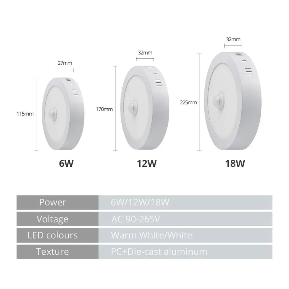 Motion Sensor LED Ceiling Lights - Aluminum Recessed Lighting