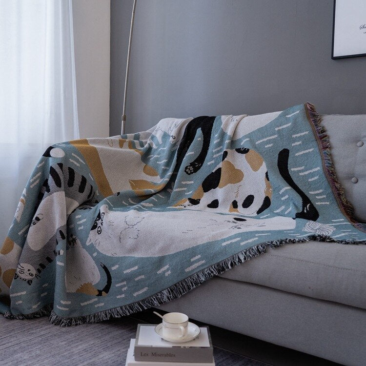 Vintage Pumpkin Knitted Sofa Cover Throw Blanket
