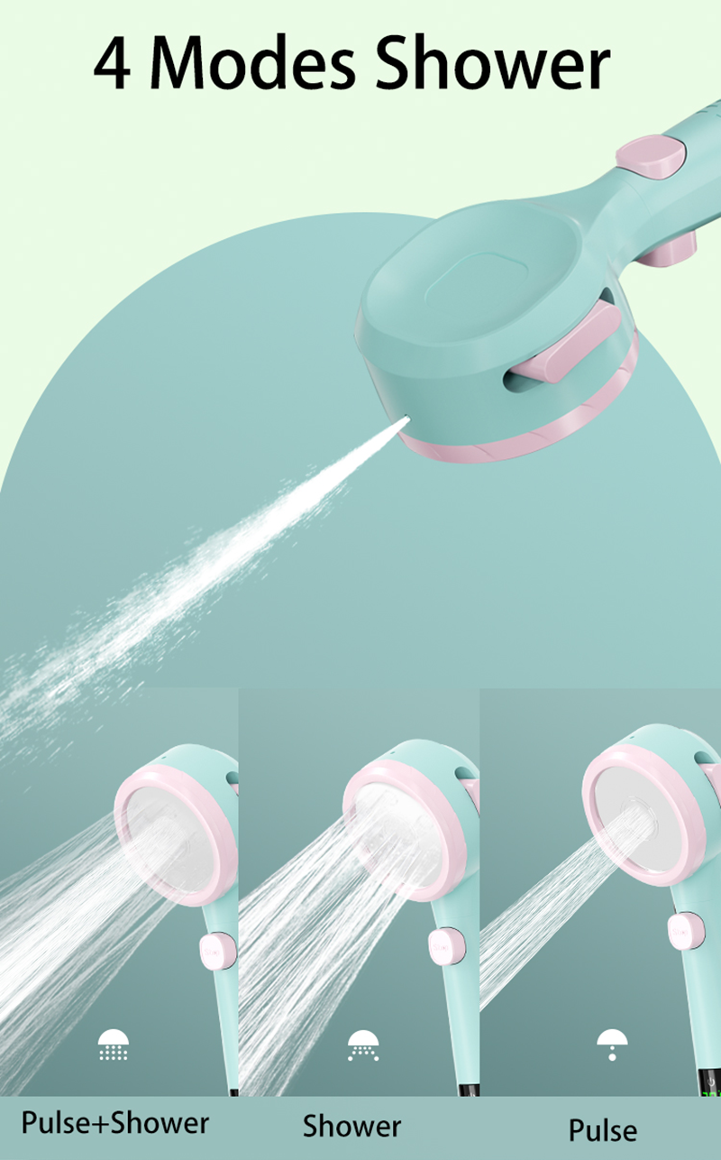 Shower Head with Built-in Temperature Display and 4 Settings