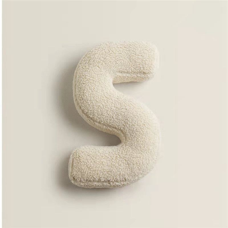 Alphabet Letter Fleece Pillow in Chestnut Brown and Cream