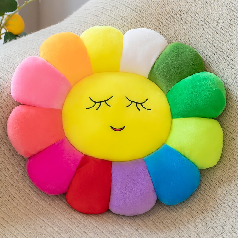 Colorful Round Sunflower Plush Seat Cushion