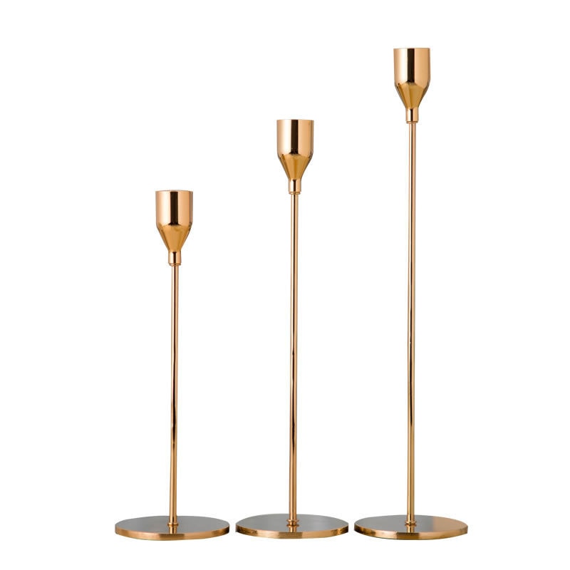 Metal Candle Holders Set of 3 - Modern Design with Non-Slip Base