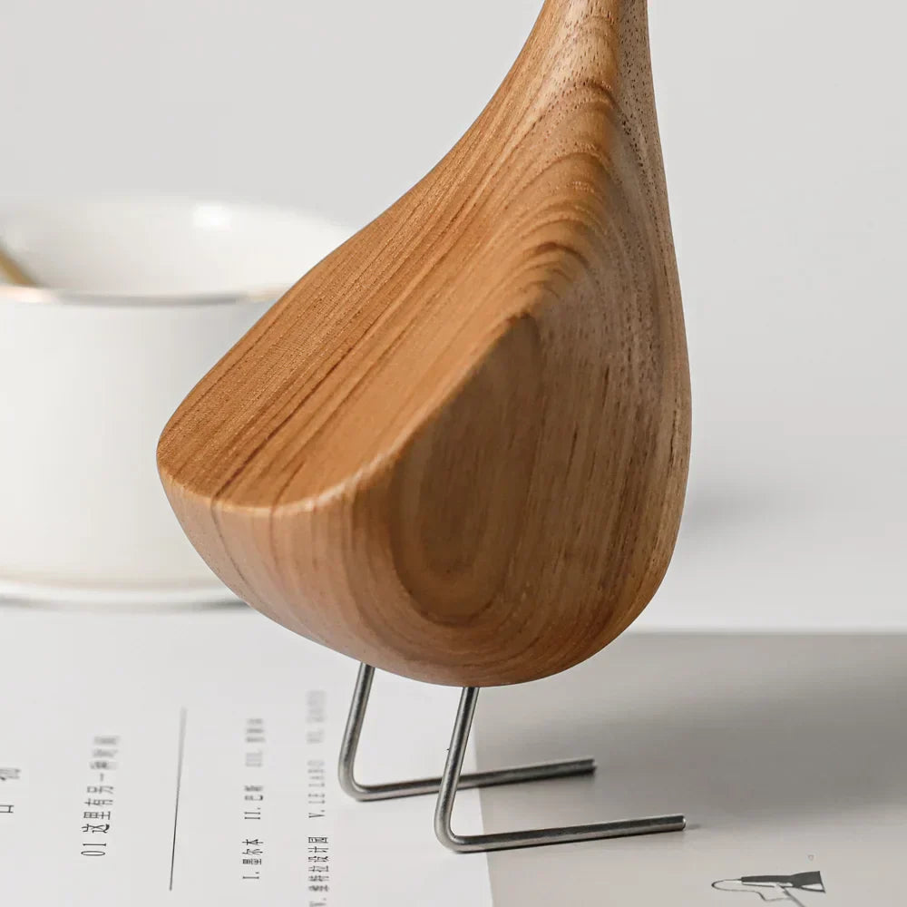 Teak Wood Goose Couple Sculpture Natural Animal Ornament