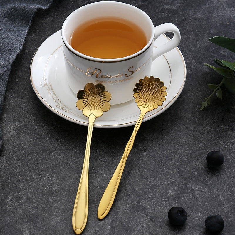 Stainless Steel Floral Teaspoon Set - 8 Piece