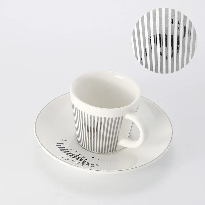 Ceramic Leopard Print Coffee Mug Set with Coaster