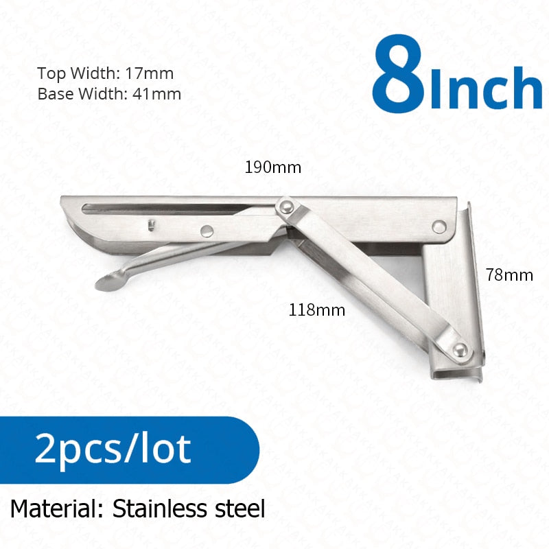Collapsible Heavy-Duty Stainless Steel Shelf Brackets