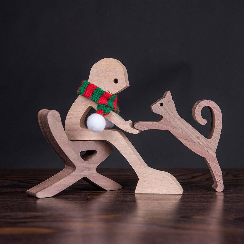 Danish Wooden Animal Ornaments - Hand-Carved Pet Decor