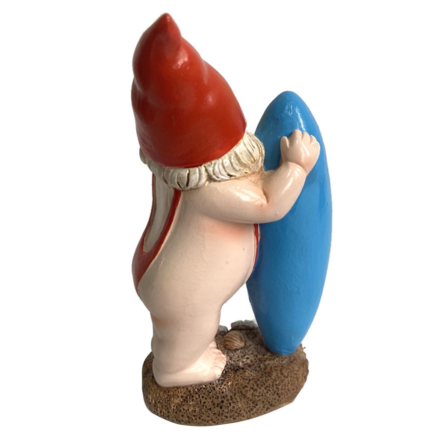 Surfboard Garden Gnome Statue - Playful Outdoor Decor
