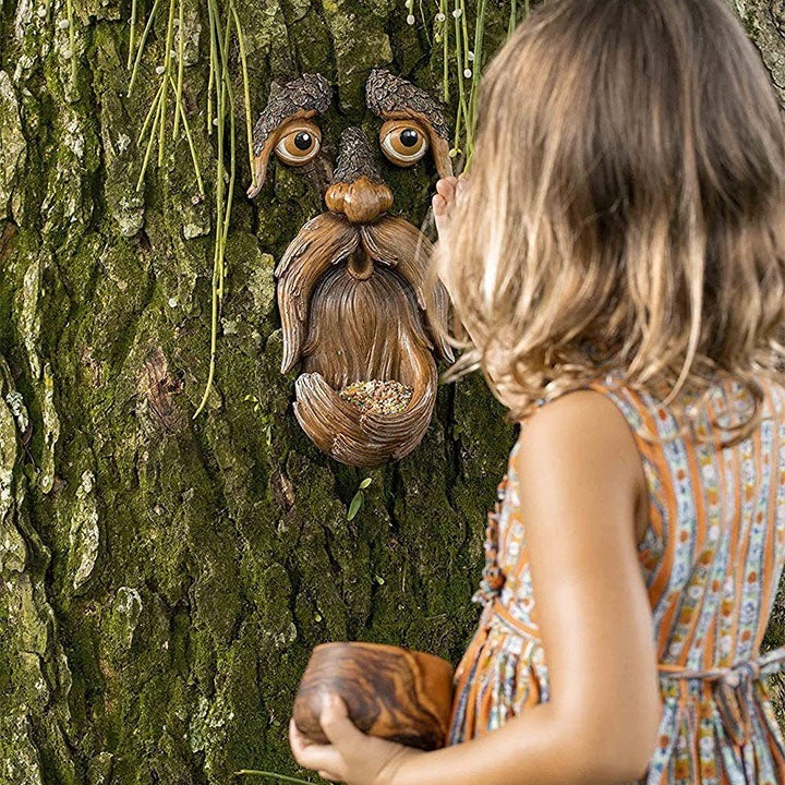 Tree Face Bird Feeder Station for Garden Decor