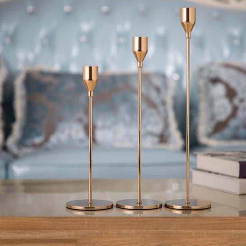 Metal Candle Holders Set of 3 - Modern Design with Non-Slip Base