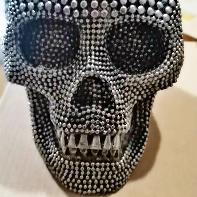 Large Silver and Gold Skull Resin Sculpture Decorative Figure