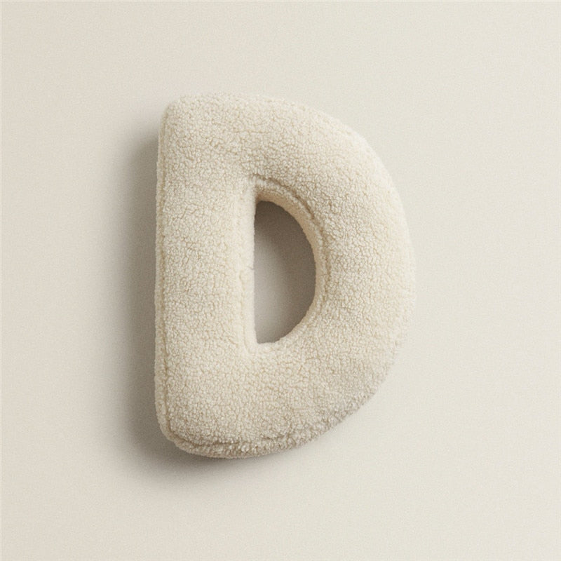 Alphabet Letter Fleece Pillow in Chestnut Brown and Cream
