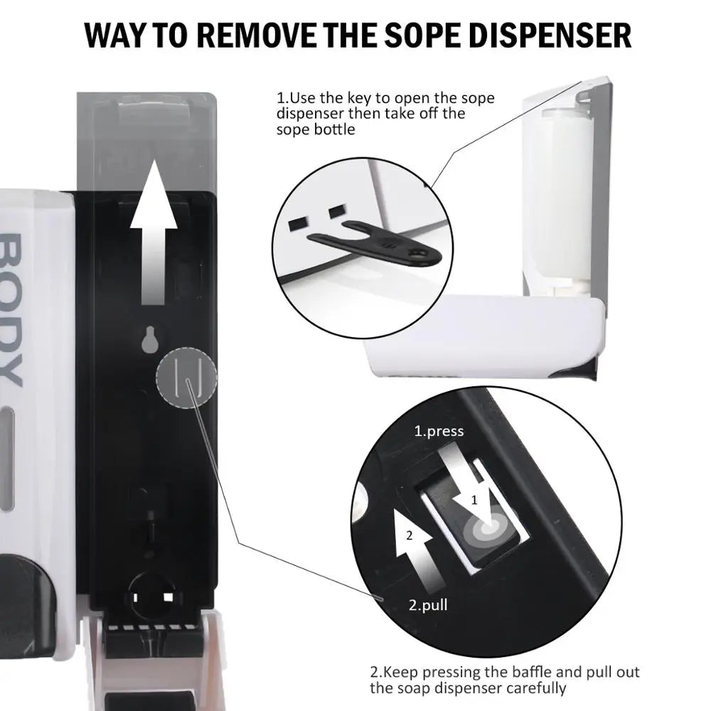 Wall-Mounted Shampoo and Conditioner Dispenser Set
