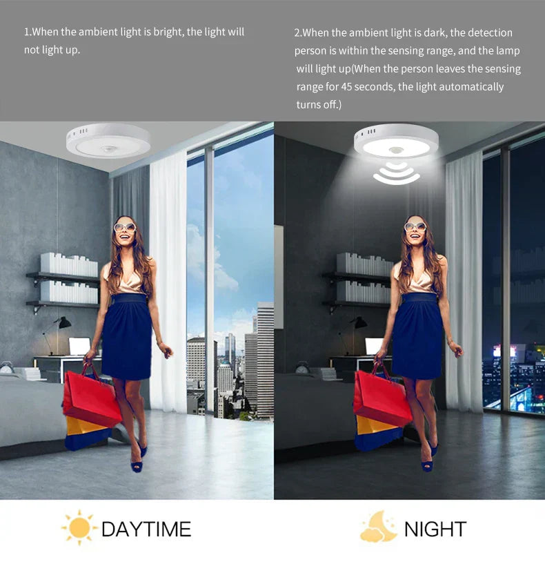 Motion Sensor LED Ceiling Lights - Aluminum Recessed Lighting