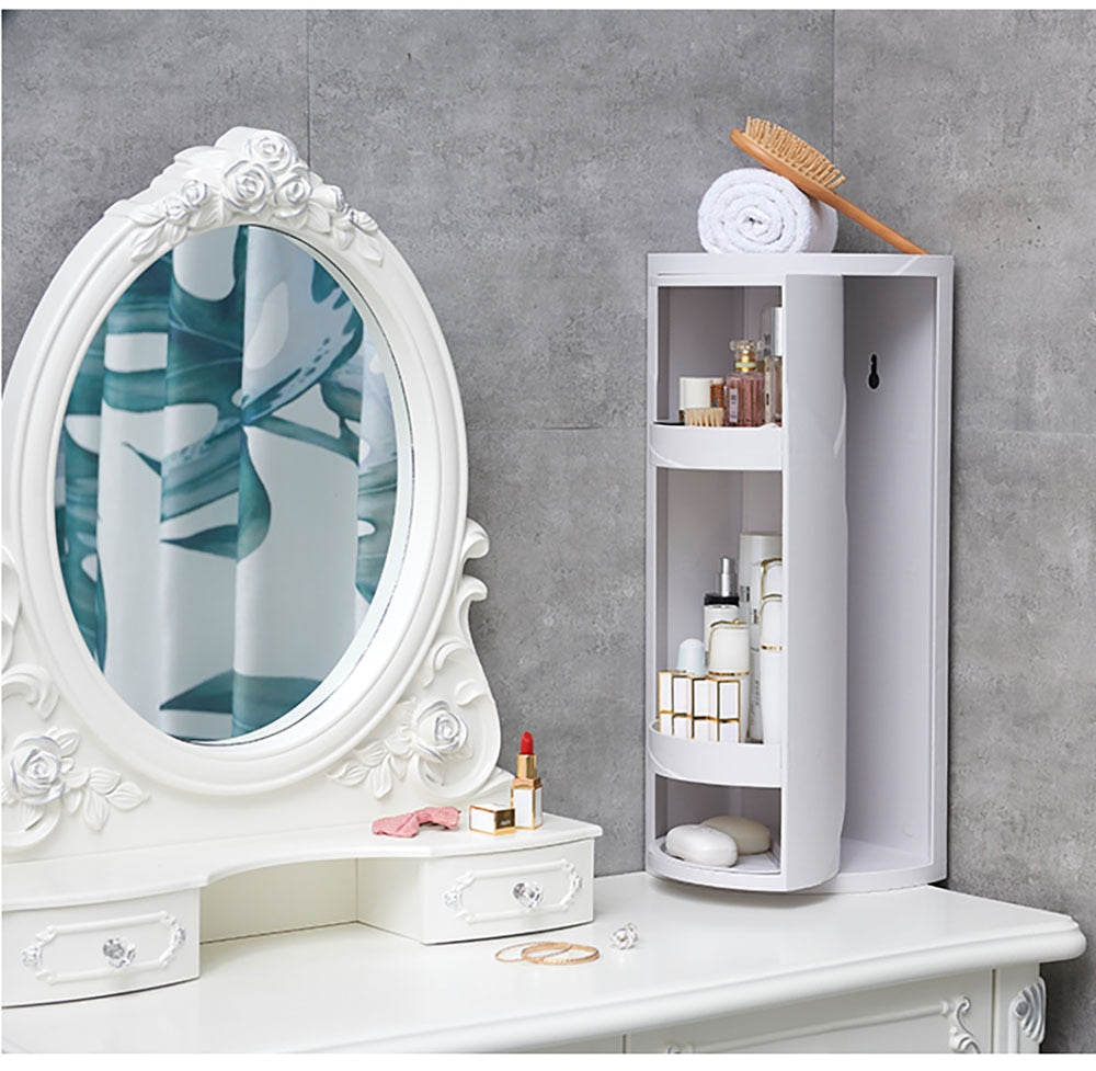 Bathroom Corner Storage Organizer with Transparent Shelving
