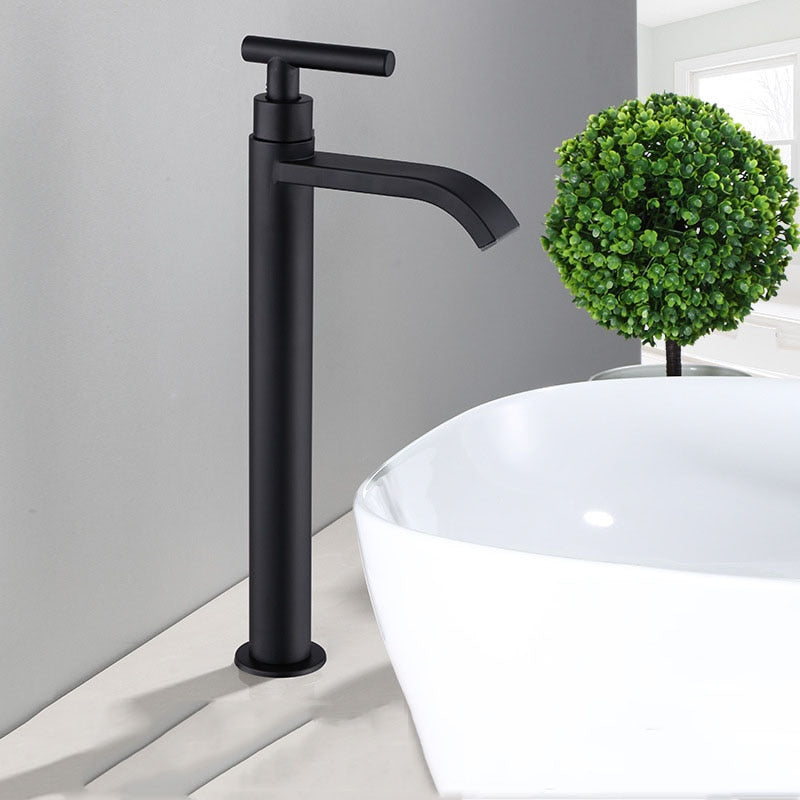 Matte Black Single Handle Cold Water Faucet for Sink