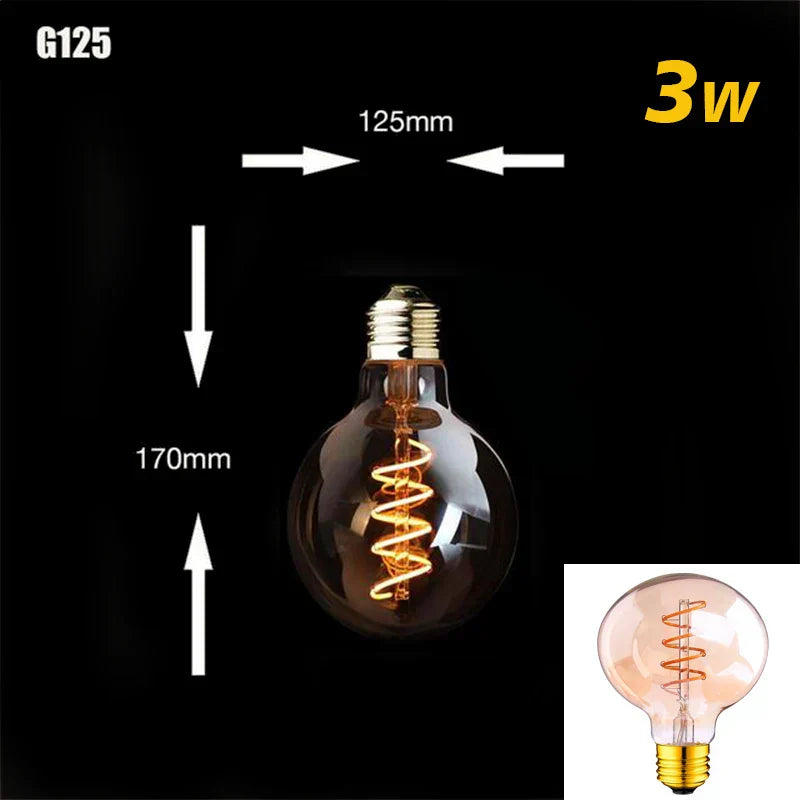 Dimmable Vintage LED Edison Bulb with Gold Spiral Filament E27 Base 2200K