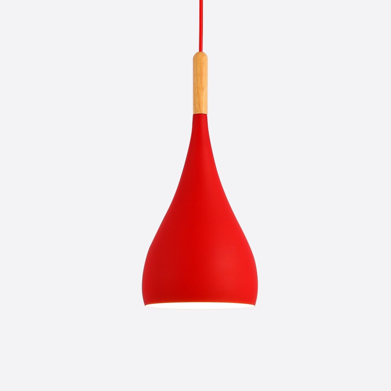 Modern Wooden Pendant Light - Scandinavian Drop Shape, Multiple Colors
