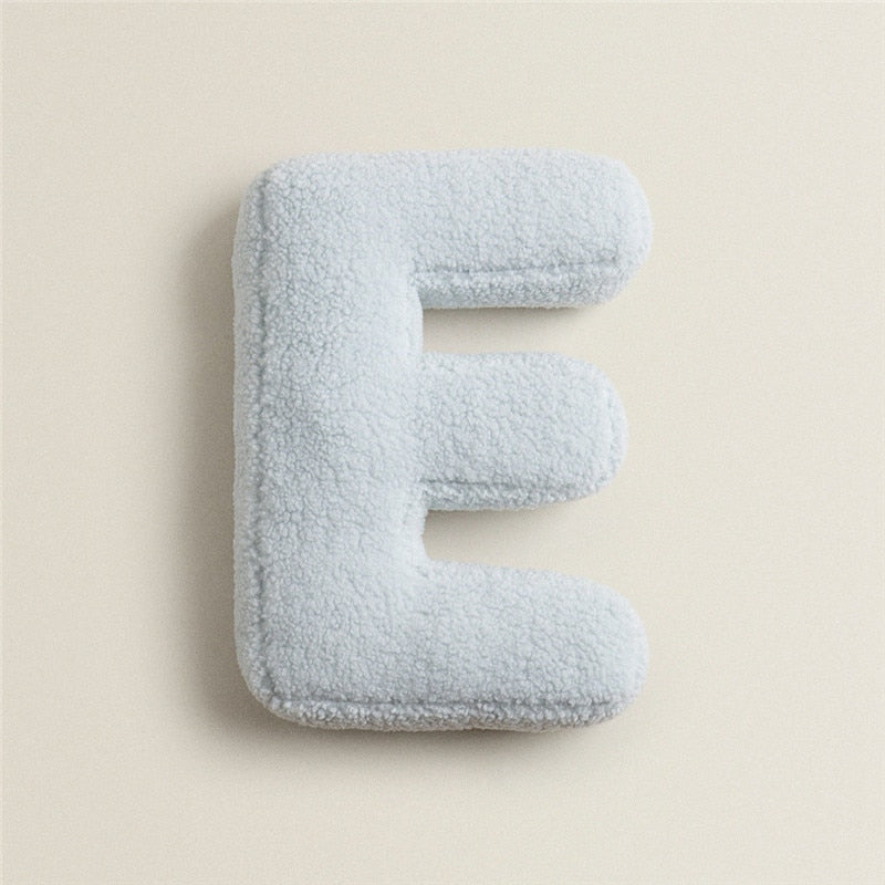 Alphabet Letter Fleece Pillow in Chestnut Brown and Cream