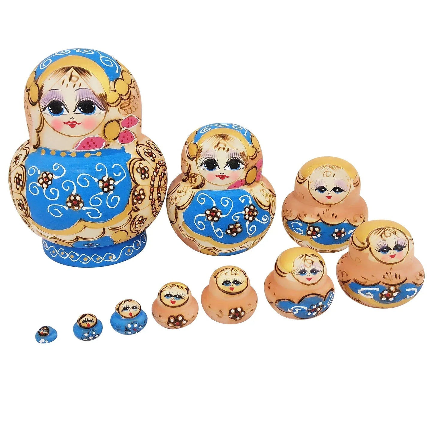 Wooden Russian Matryoshka Dolls Set of 10
