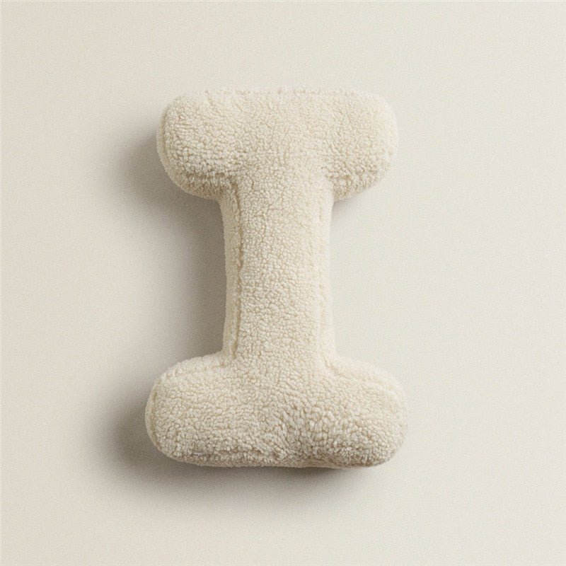 Alphabet Letter Fleece Pillow in Chestnut Brown and Cream