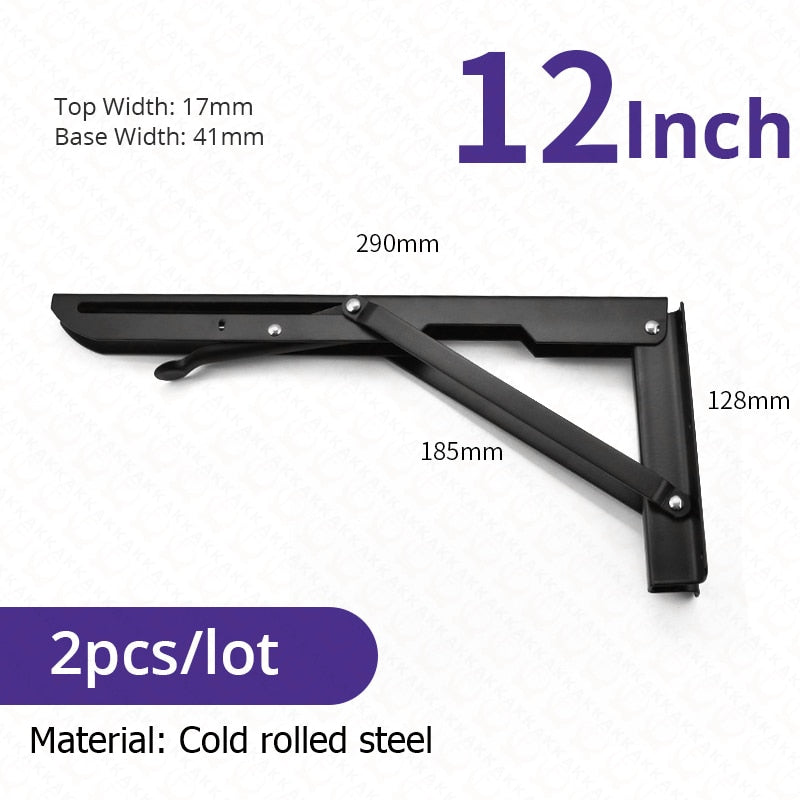 Collapsible Heavy-Duty Stainless Steel Shelf Brackets