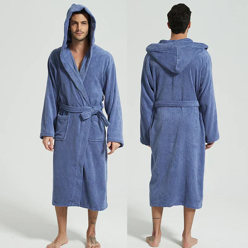 Hooded Cotton Bathrobe for Spa and Home Relaxation