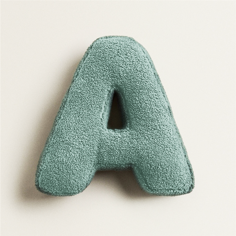 Alphabet Letter Fleece Pillow in Chestnut Brown and Cream
