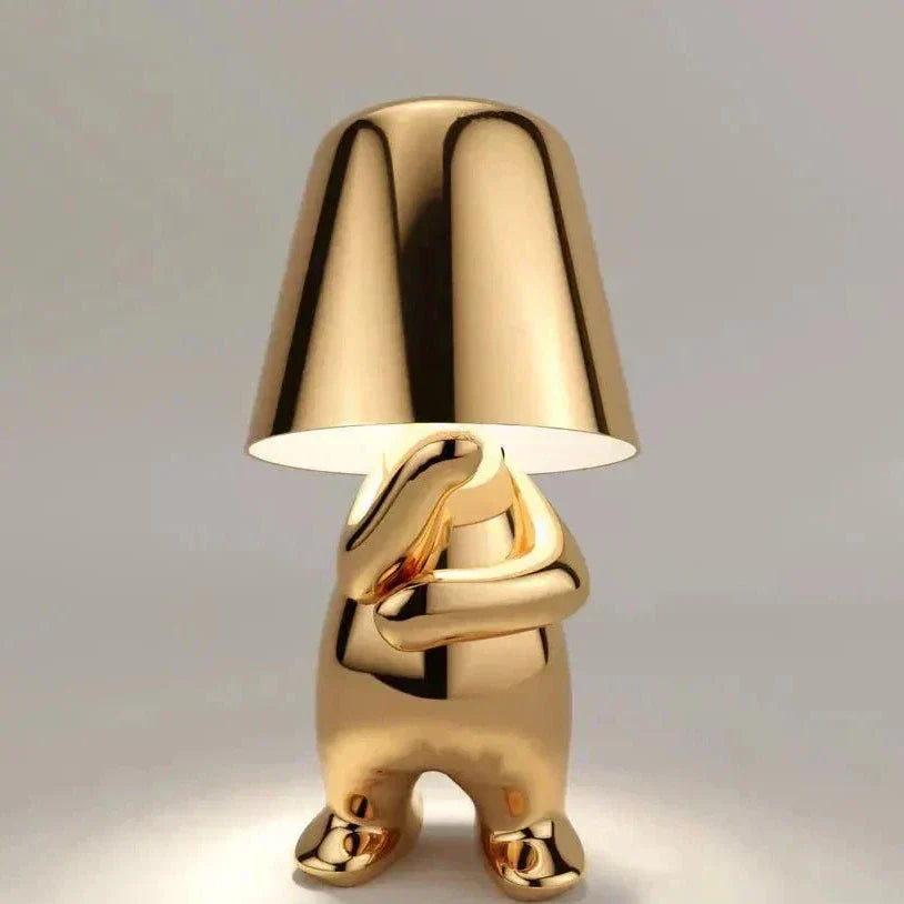Golden Man LED Table Lamp with Adjustable Brightness and USB Rechargeable Design