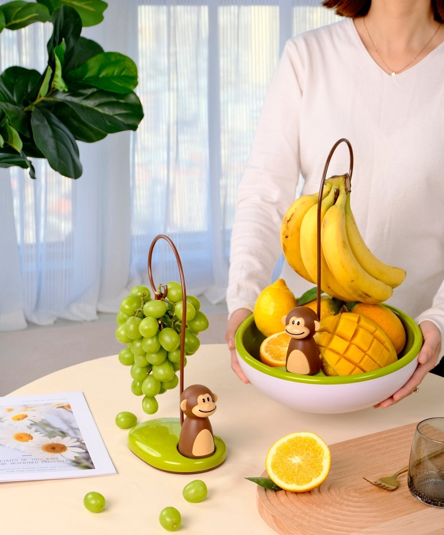 Monkey-Shaped Banana Hanger Stand for Kitchen Storage
