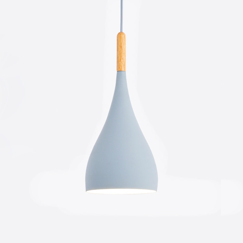 Modern Wooden Pendant Light - Scandinavian Drop Shape, Multiple Colors