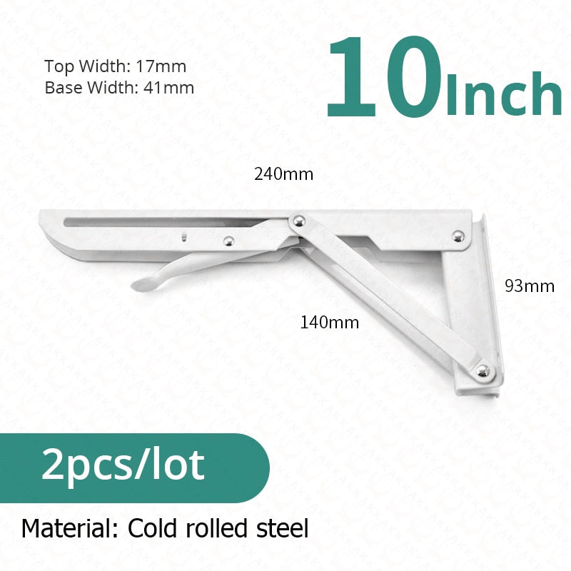 Collapsible Heavy-Duty Stainless Steel Shelf Brackets