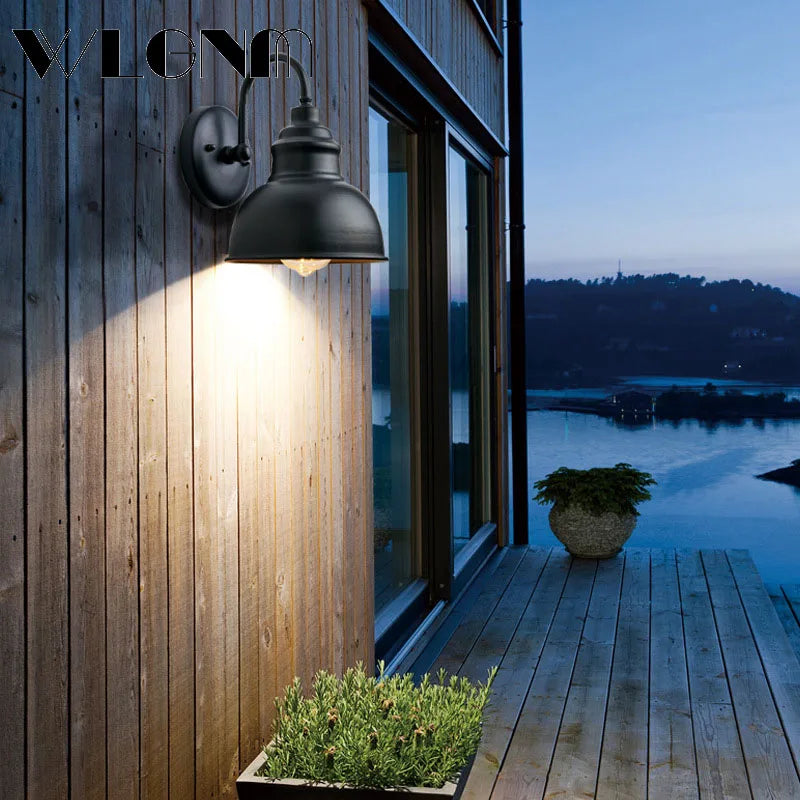 Waterproof Vintage Iron Outdoor Wall Light with LED Bulb