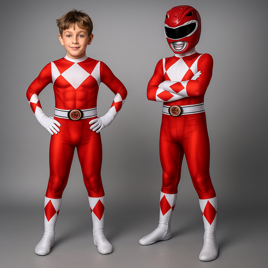 Kids Superhero Muscle Print Jumpsuit Costume with Detachable Hood