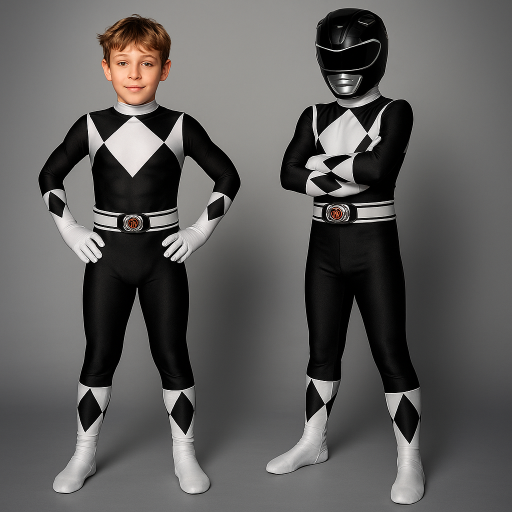 Kids Superhero Muscle Print Jumpsuit Costume with Detachable Hood