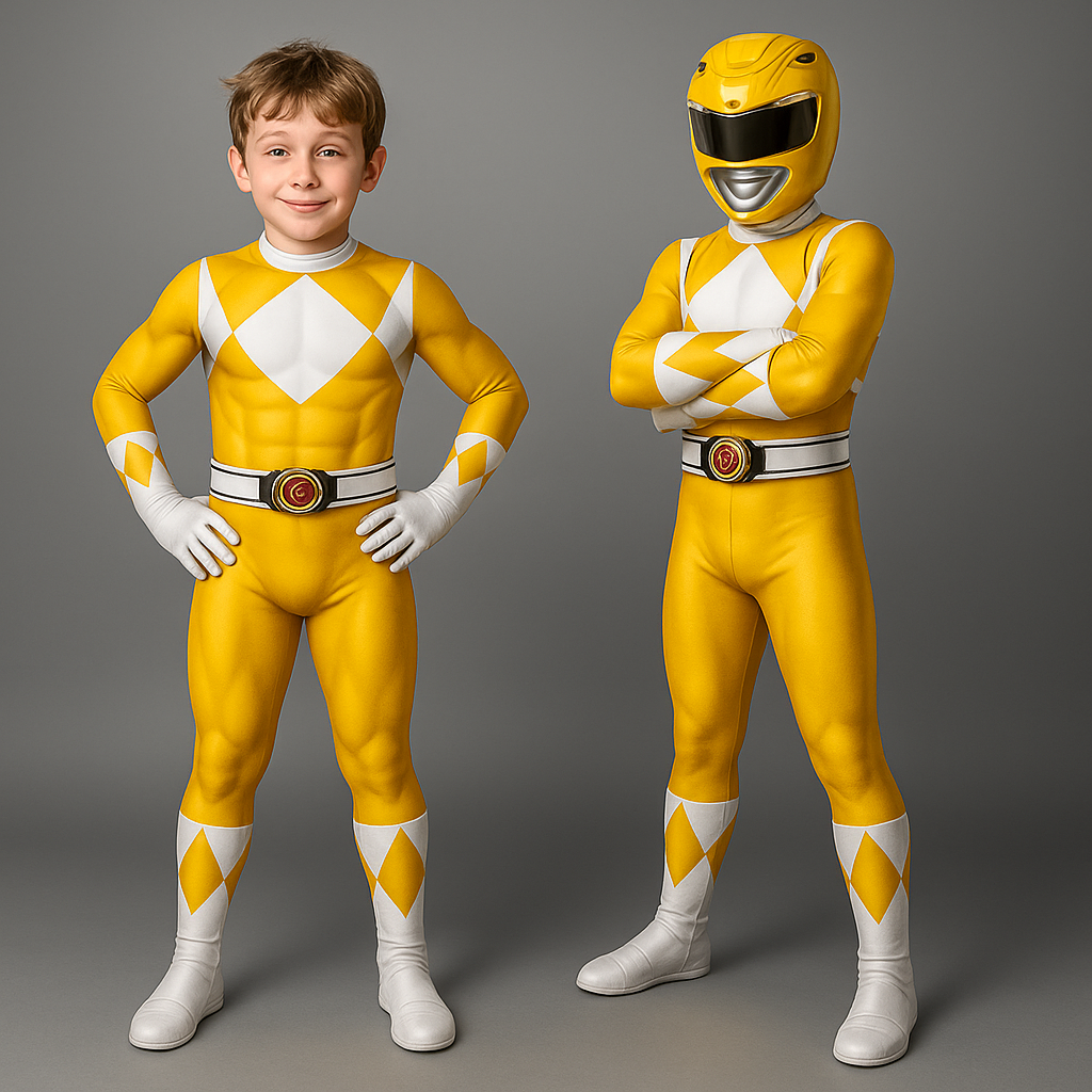 Kids Superhero Muscle Print Jumpsuit Costume with Detachable Hood