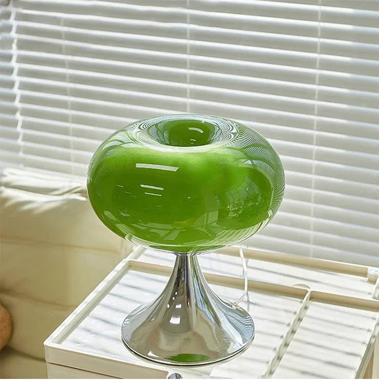 Apple-Shaped Glass Table Lamp with Warm Illumination