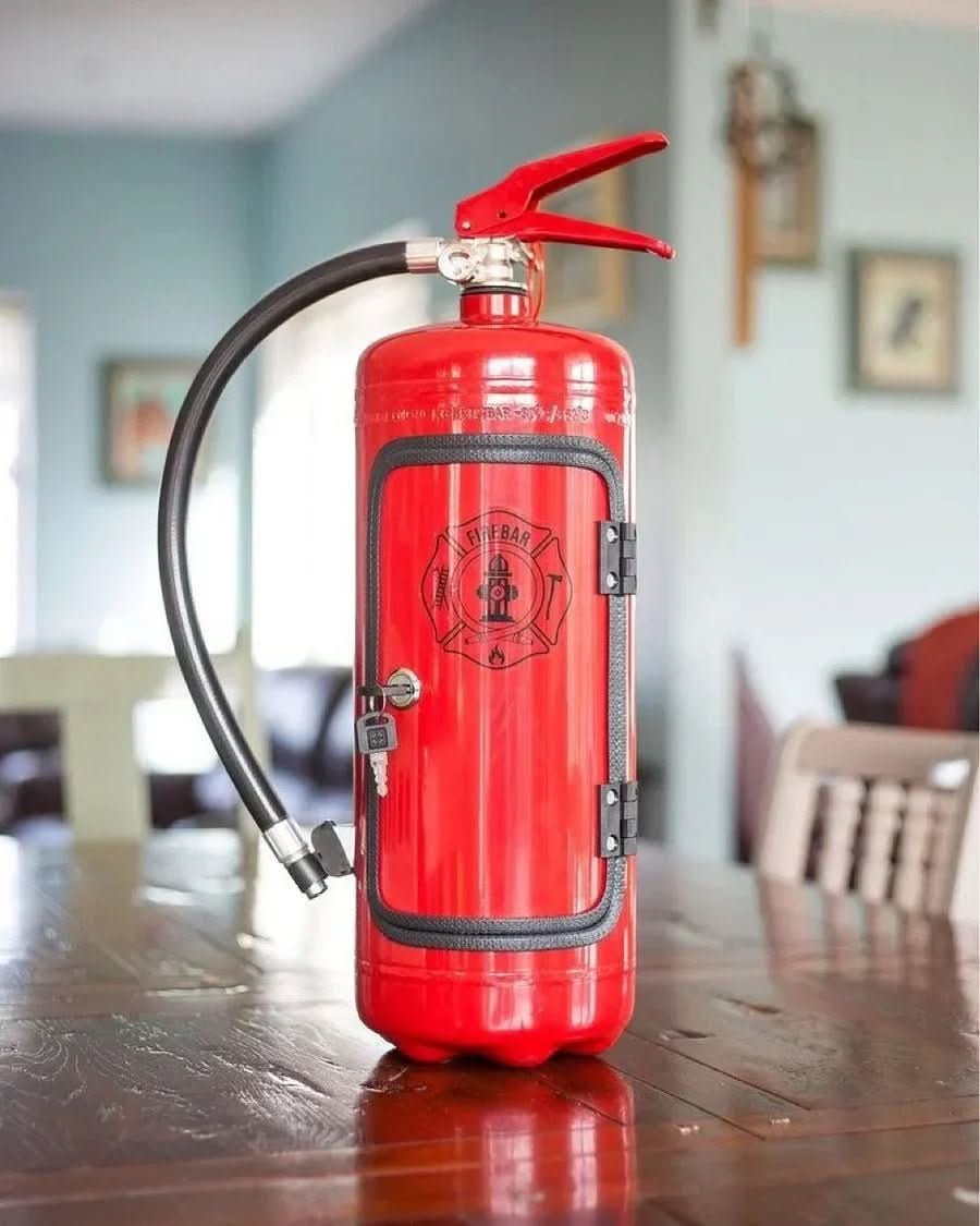 Hidden Fire Extinguisher Whiskey Storage Cabinet
